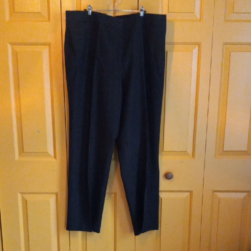 Avenue Womans Black Stripped Dress Pants.